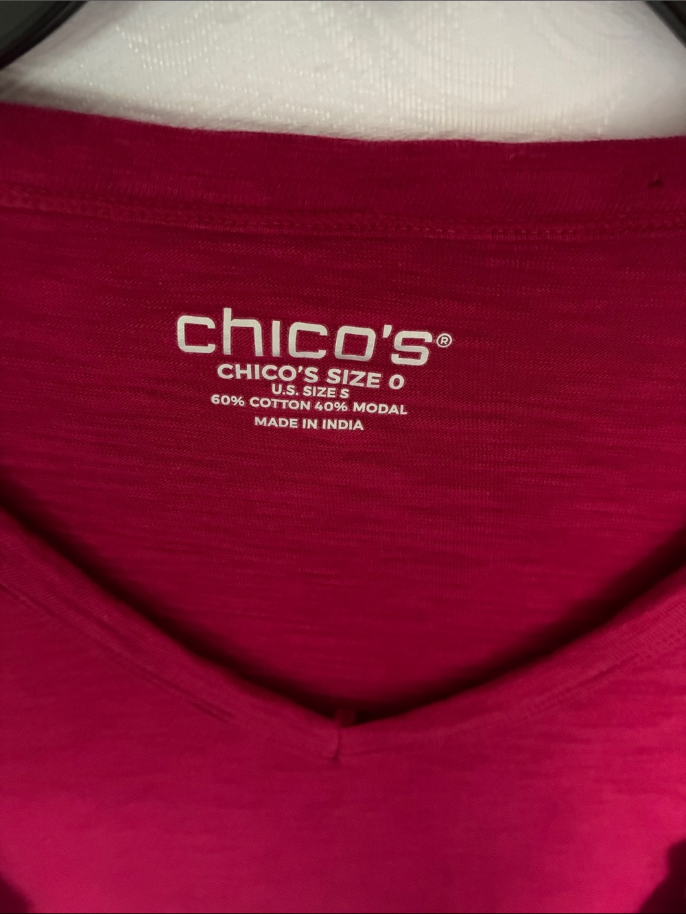 Chico's Raspberry V-Neck Long Sleeve Top - Picture 2 of 4
